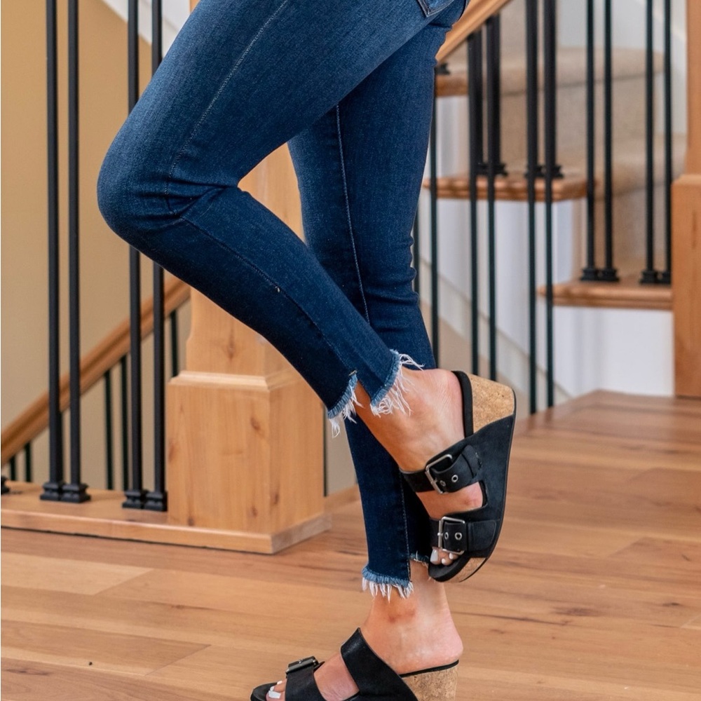 Joe’s Jeans: diagonal frayed skinny ankle